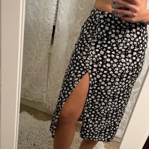 H&M floral midi skirt with slit